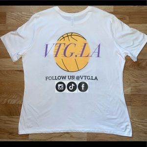 CANVA WOMENS VGTLA SHORT SLEEVE CREW NECK LOGOS WHITE TSHIRT SIZE XL COTTON